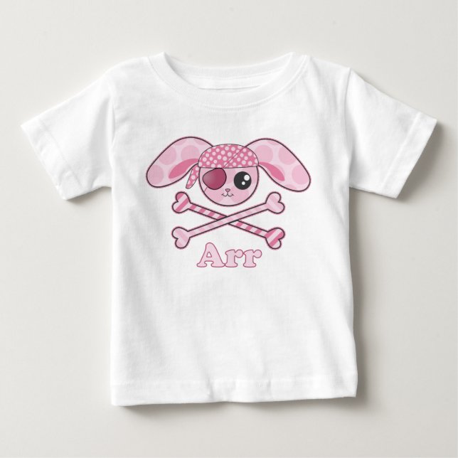 T-shirt Pour Bébé Lapin Kawaii Rose Pirate (Devant)