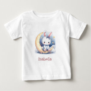T-shirt Pour Bébé lapin mignon assis sur la lune