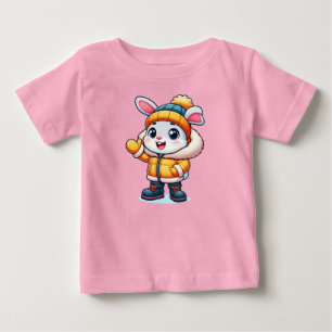 T-shirt Pour Bébé Lapin mignon en hiver