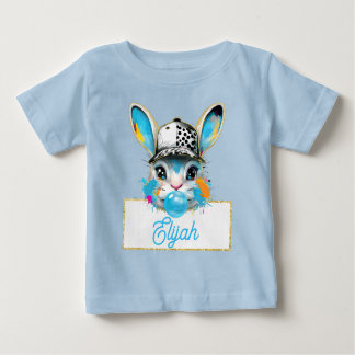 T-shirt Pour Bébé Lapin Pâques Rose Personnalisé