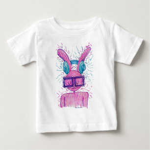 T-shirt Pour Bébé Lapin Rose Perdu dans la Musique
