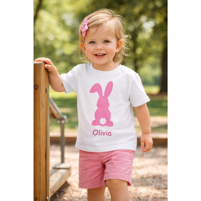 T-shirt Pour Bébé Lapin rose personnalisé - Nom personnalisé Lapin m (Créateur téléchargé)