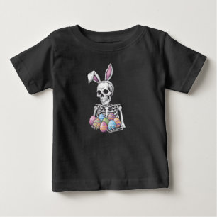 T-shirt Pour Bébé Lapin Squelette tenant des oeufs de Pâques lapin d