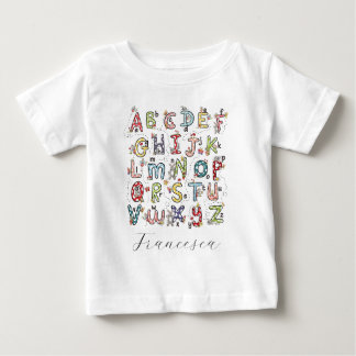 T-shirt Pour Bébé Lapins de l'alphabet, papillons, fées et fleurs