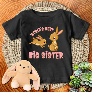 T-shirt Pour Bébé Lapins sauteurs Meilleure grande sœur du monde