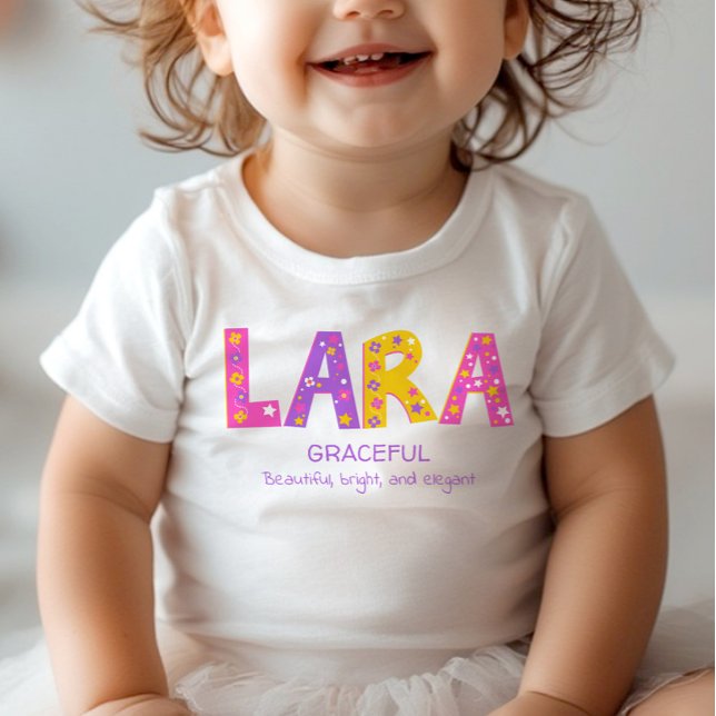 T-shirt Pour Bébé Lara Girls nom signifiant étoile rose violet (Créateur téléchargé)