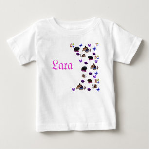 T-shirt Pour Bébé "Lara", Nom Avec Cochons D'Inde Et Pensées,