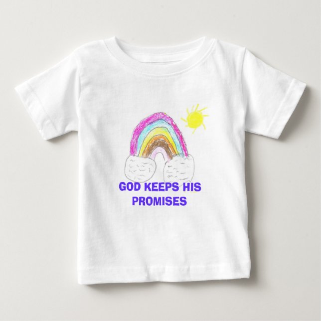 T-shirt Pour Bébé l'arc-en-ciel, un DIEU GARDE SES PROMESSES (Devant)
