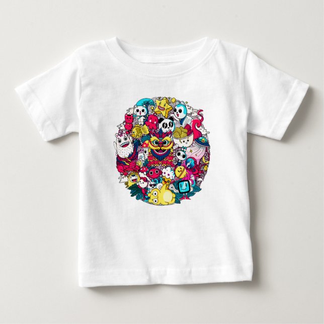 T-shirt Pour Bébé L'art doodle japonais (Devant)