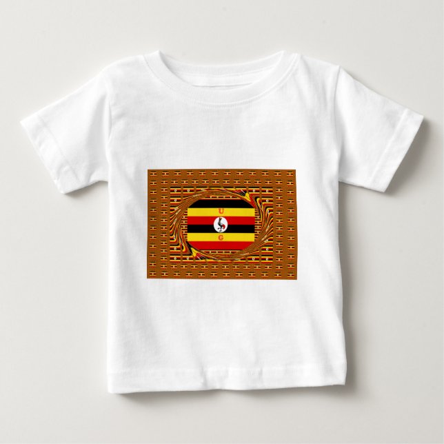 T-shirt Pour Bébé L'Art Vibrant Ouganda Inspiré Du Drapeau (Devant)