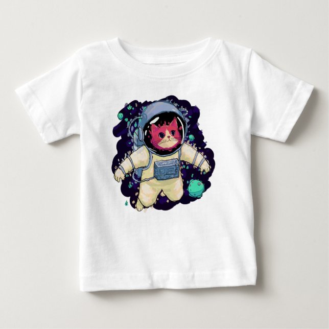 T-shirt Pour Bébé L'astronaute Chat coloré (Devant)
