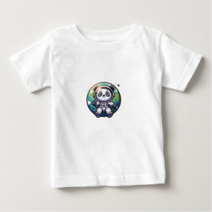 T-shirt Pour Bébé L'astronaute mignon Panda flottant sur la terre