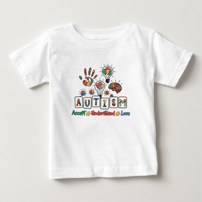 T-shirt Pour Bébé L'autisme Accepter Comprendre L'Amour (Devant)