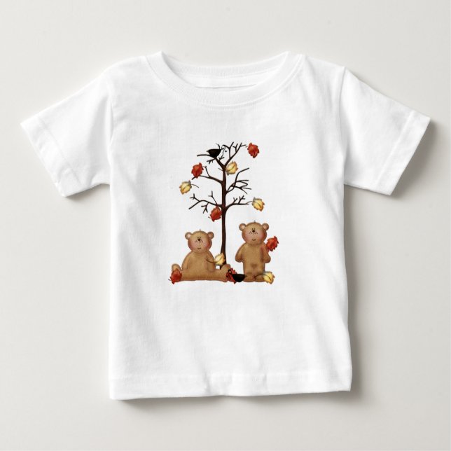 T-shirt Pour Bébé L'Automne A Senti Des Nounours Sous Un Arbre (Devant)