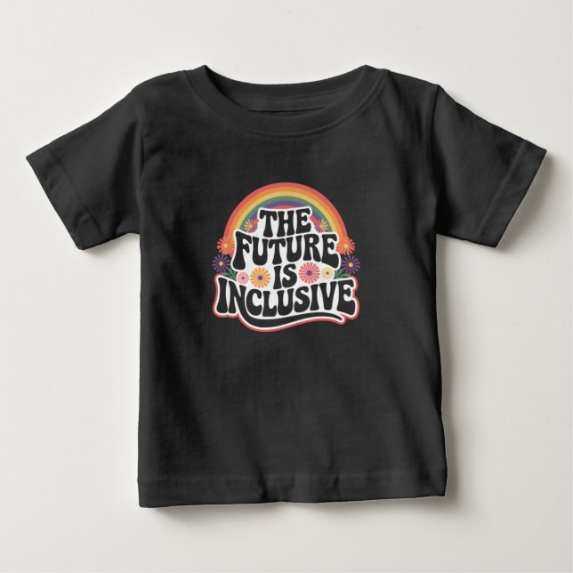 T-shirt Pour Bébé L'avenir est inclusif Rainbow LGBTQ Drapeau Gay (Devant)