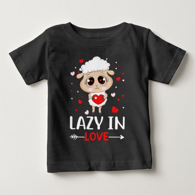 T-shirt Pour Bébé Lazy in Love Sheep pour célibataires de la Saint-V (Devant)