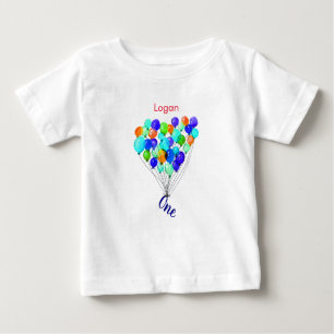T-shirt Pour Bébé Le BALLON de garçon de vert bleu a personnalisé UN