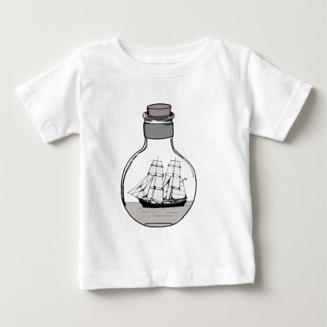 T-shirt Pour Bébé Le bateau dans l'ampoule en verre (Devant)