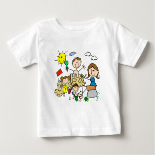 T-shirt Pour Bébé Le bâton figure l'amusement de plage de famille