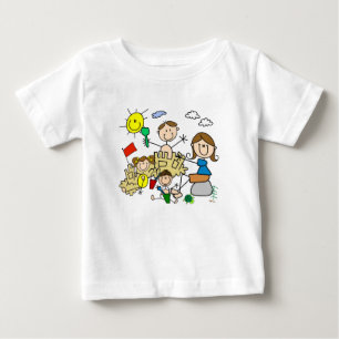 T-shirt Pour Bébé Le bâton figure l'amusement de plage de famille