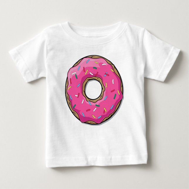 T-shirt Pour Bébé Le beignet rose de bande dessinée avec arrose (Devant)