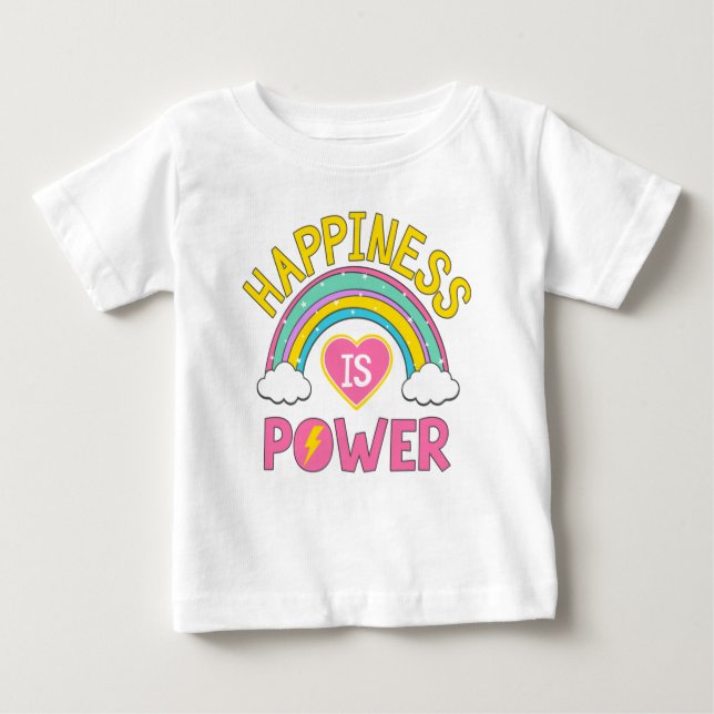 T-shirt Pour Bébé Le bonheur est Power Rainbow (Devant)