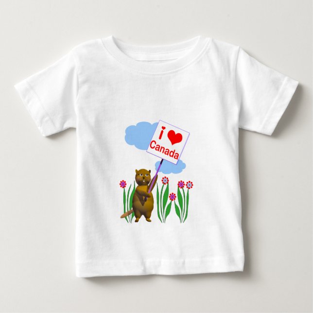 T-shirt Pour Bébé Le Castor canadien aime le Canada (Devant)