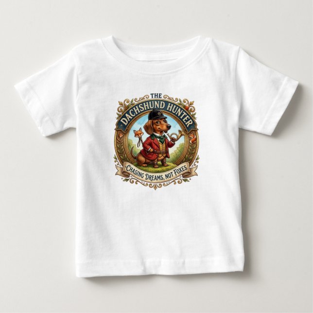 T-SHIRT POUR BÉBÉ LE CHASSEUR DACHSHUND (Devant)