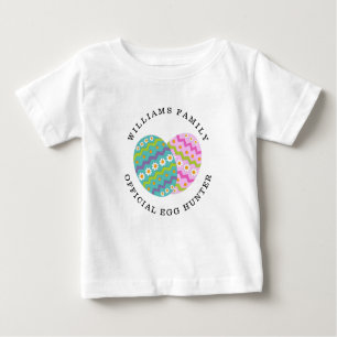 T-shirt Pour Bébé Le chasseur officiel d'oeufs de Pâques ajoutent le