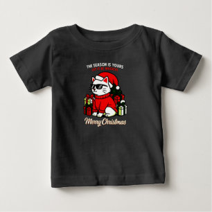 T-shirt Pour Bébé Le chat cool de Noël drôle et sympa pour tout-peti