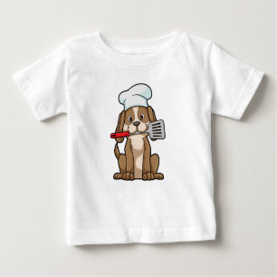 T-shirt Pour Bébé Le chien cuisinier avec le casquette et la spatule