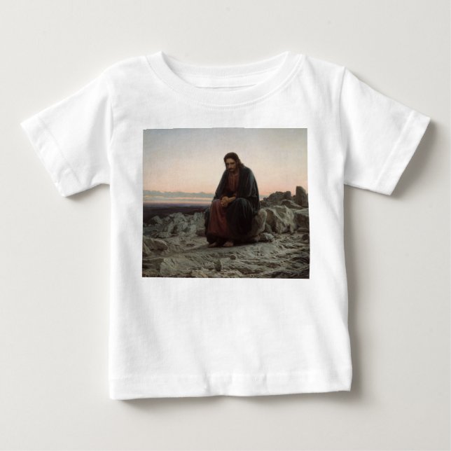 T-shirt Pour Bébé Le Christ dans le désert (par Ivan Kramskoi) (Devant)