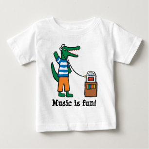 T-shirt Pour Bébé Le crocodile frais écoute la musique
