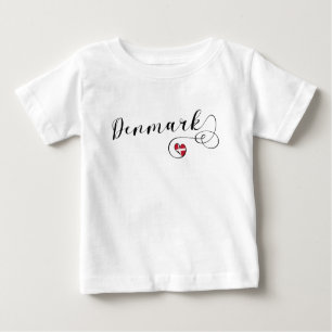 T-shirt Pour Bébé Le Danemark, drapeau danois au coeur