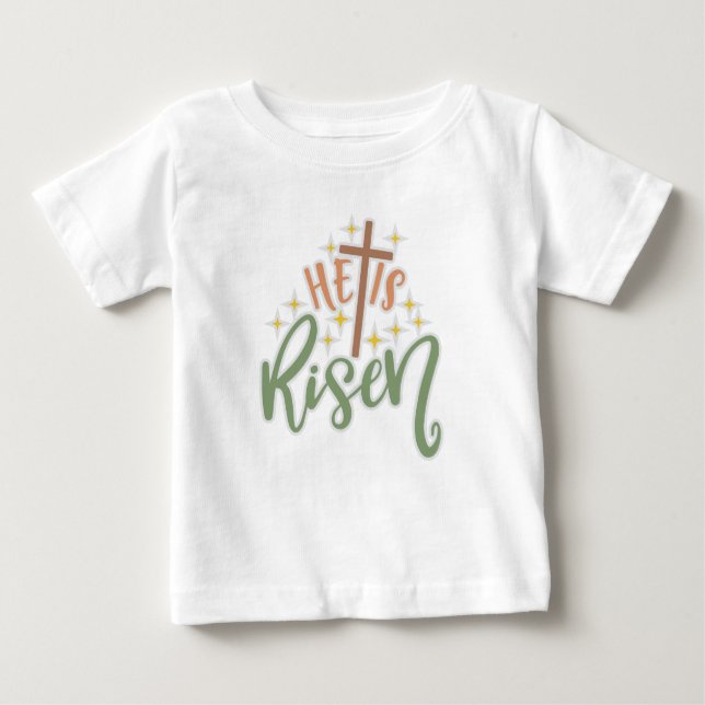 T-shirt Pour Bébé Le design de Pâques, il est ressuscité (Devant)