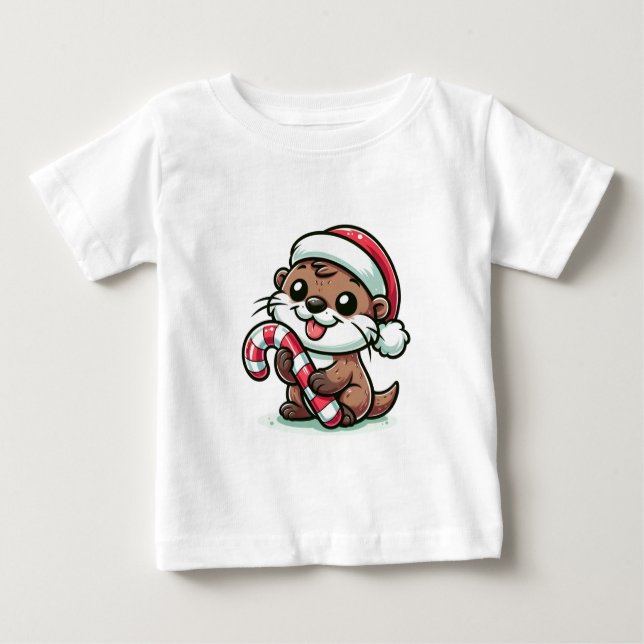 T-shirt Pour Bébé Le dessin de Noël Otter (Devant)
