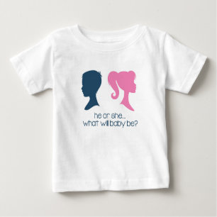 T-shirt Pour Bébé Le genre indiquent le baby shower "lui ou elle"