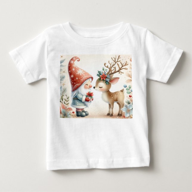 T-shirt Pour Bébé Le Gnome Et Le Renne (Devant)