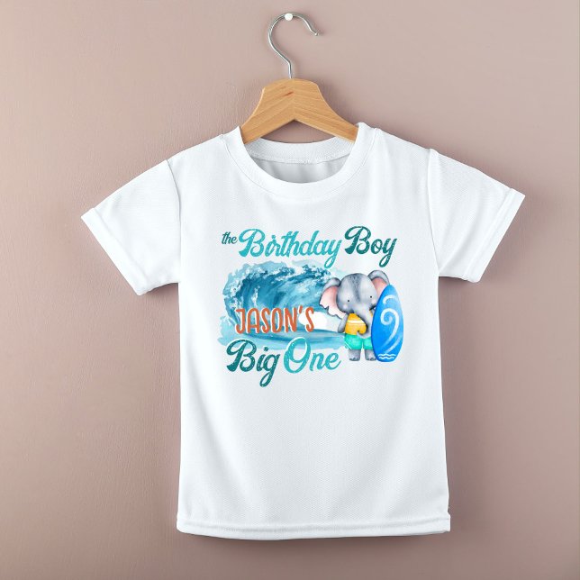 T-shirt Pour Bébé Le grand un surf rétro anniversaire bébé éléphant (Créateur téléchargé)