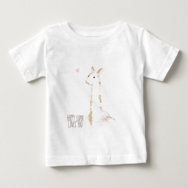 T-shirt Pour Bébé Le lama heureux vous aime (Devant)