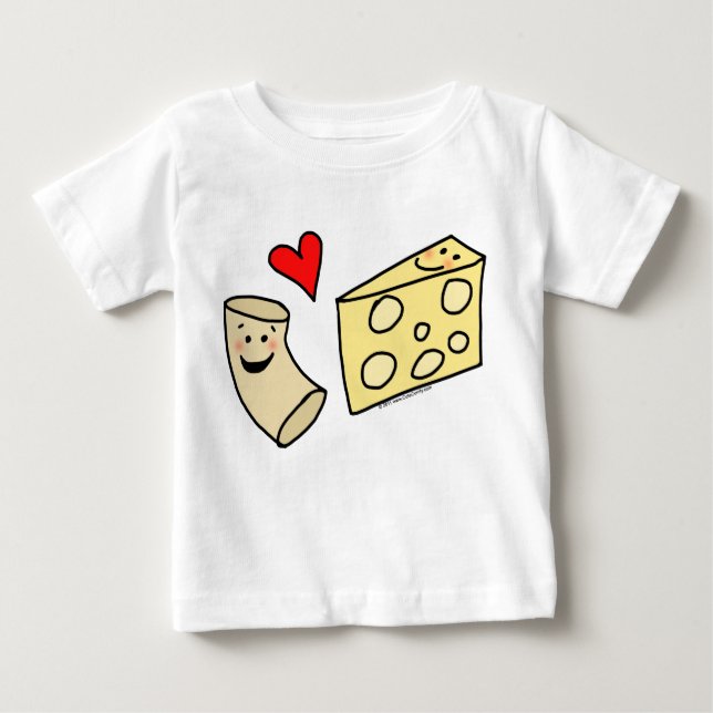 T-shirt Pour Bébé Le Mac aime le fromage, macaronis mignons drôles + (Devant)