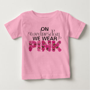T-shirt Pour Bébé Le mercredi nous portons Onsie floral rose