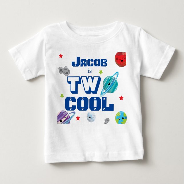 T-shirt Pour Bébé Le nom est Deux Planètes spatiales Cool étoiles an (Devant)