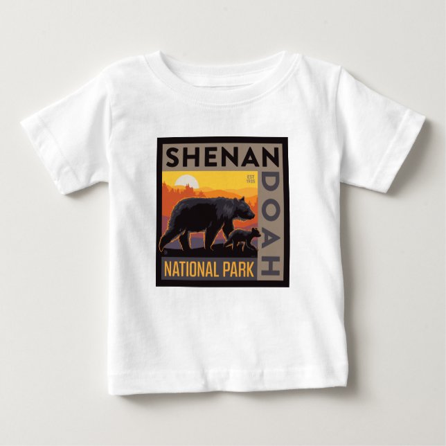 T-shirt Pour Bébé Le Parc national de Shenandoah | Mama Bear & Cubs (Devant)