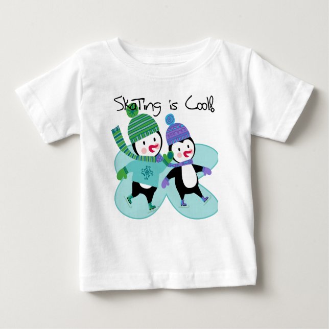 T-shirt Pour Bébé Le patinage de pingouins est frais (Devant)