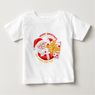 T-shirt Pour Bébé Le Père Noël fête sa nouvelle année