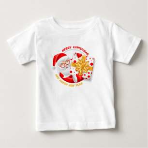 T-shirt Pour Bébé Le Père Noël fête sa nouvelle année