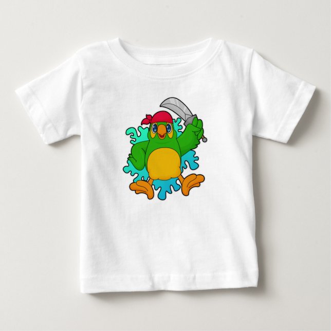 T-shirt Pour Bébé Le perroquet comme pirate avec épée (Devant)