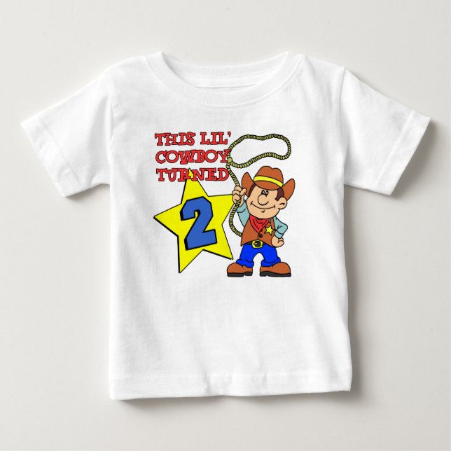 T-shirt Pour Bébé Le Petit Cowboy A Tourné Deux (Devant)