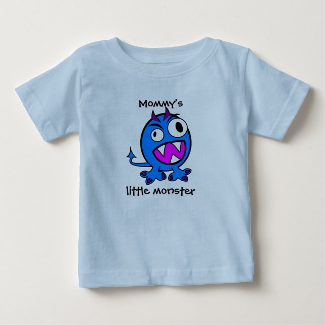 T-shirt Pour Bébé Le petit monstre de Maman - Version Bleue (Devant)